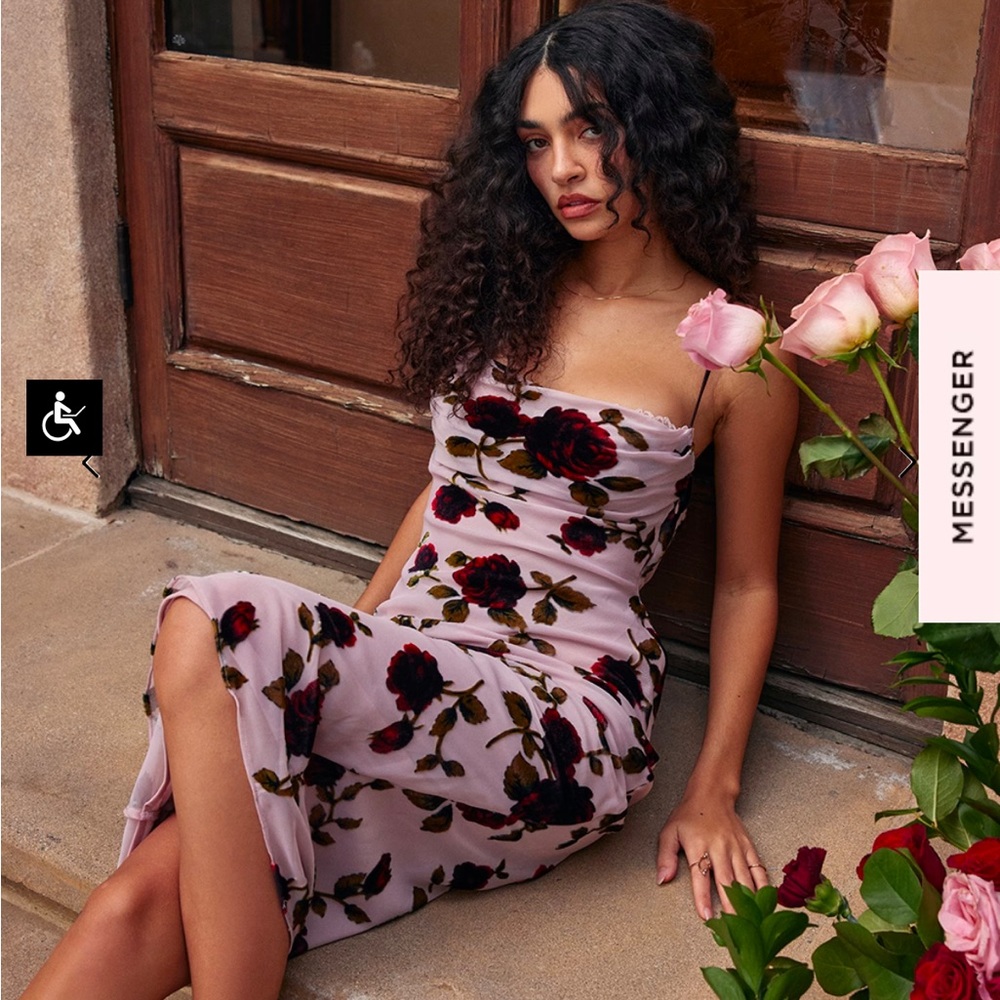 NWOT House of CB 'Azura' Pink Devore Midi Dress